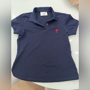 Women’s Ami Paris Polo in Navy Blue